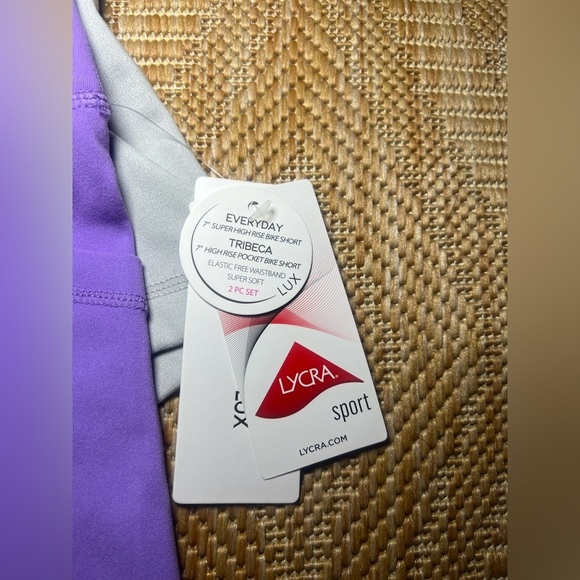 YOGALICIOUS® LUX Women's Workout Short Set: 7" Purple & Grey, Size XS,NWT - Picture 3 of 12